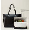 Vegan Leather Work Tote Bag with Removable Insulated Pouch, Black Croc - Bags - 2