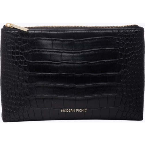 Insulated Small Snack Pouch, Black Croc