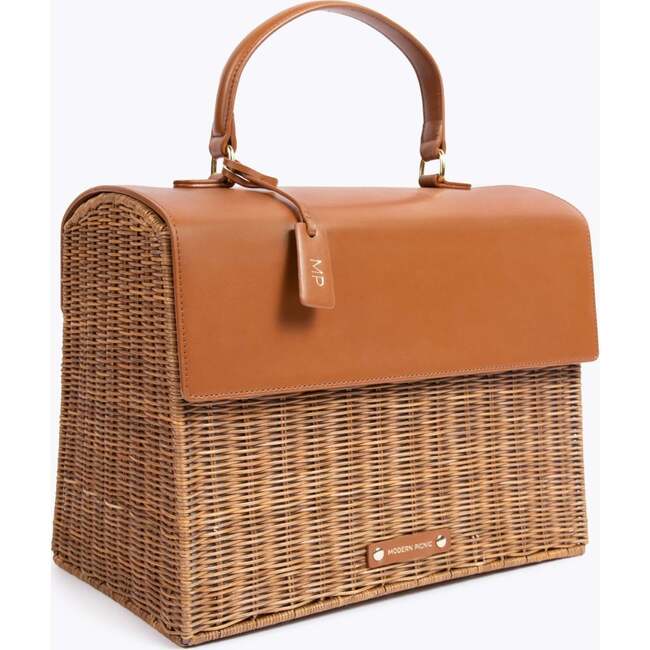Large, Insulated, Hand-Woven Wicker Lunchbox, Brown - Lunchbags - 2