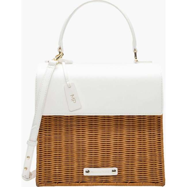 Medium Insulated Hand-Woven Wicker Lunchbox, Dark White