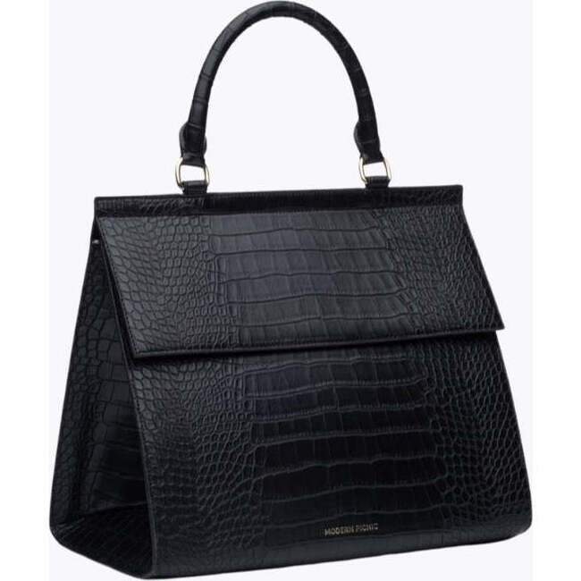 Large, Insulated, Chic Lunchbox, Black Croc - Lunchbags - 2
