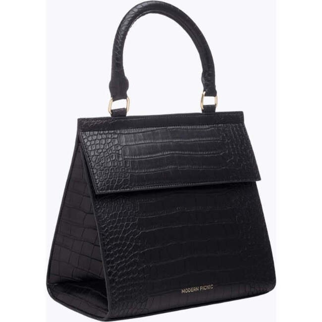 Medium Stylish, Chic Insulated Lunchbox, Black Croc - Lunchbags - 2