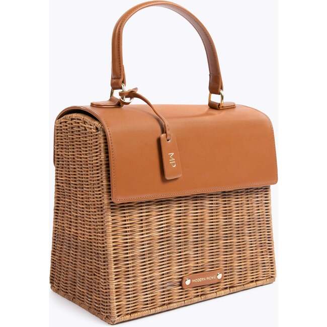 Medium Insulated Hand-Woven Wicker Lunchbox, Brown - Lunchbags - 2