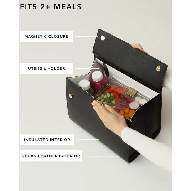 Large, Insulated, Chic Lunchbox, Black - Lunchbags - 6