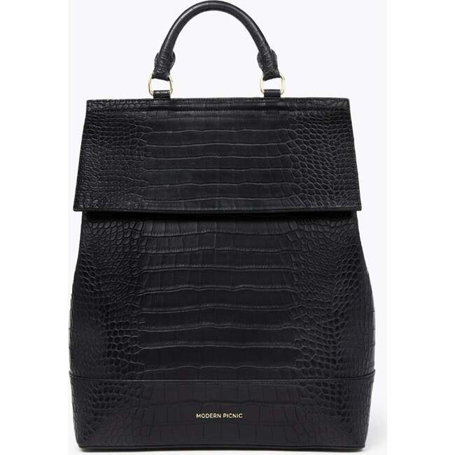 Chic, Stylish Padded Laptop Sleeve Backpack, Black Croc