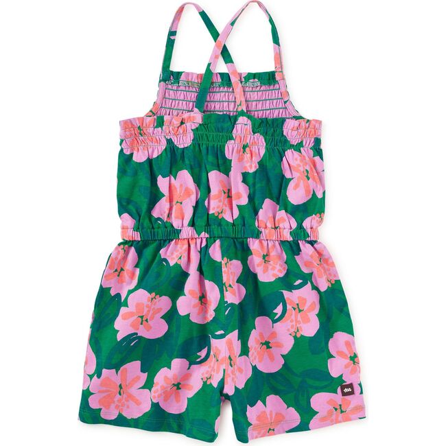 Smocked Strappy Romper, Bold Hibiscus - Rompers - 2