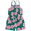 Smocked Strappy Romper, Bold Hibiscus - Rompers - 2