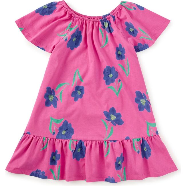Flutter Sleeve Drop Skirt Dress, Painted Cosmo Floral