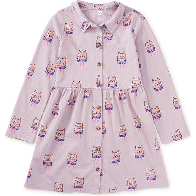 Collared Long Sleeve Shirtdres, Bow Tie Cats