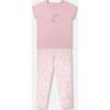 Women'S Organic Cotton Two-Piece Pajama Set, Small Pink Flowers On Pale Pink Background - Pajamas - 1 - thumbnail