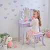 Teamson Kids Heart Glow Wooden Vanity Set with LED Lights Mirror & Stool, Light Purple - Play Vanities - 2