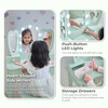 Teamson Kids Heart Glow Wooden Vanity Set with LED Lights Mirror & Stool, Sage Green - Play Vanities - 3