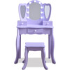 Teamson Kids Heart Glow Wooden Vanity Set with LED Lights Mirror & Stool, Light Purple - Play Vanities - 6