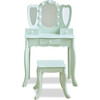 Teamson Kids Heart Glow Wooden Vanity Set with LED Lights Mirror & Stool, Sage Green - Play Vanities - 7