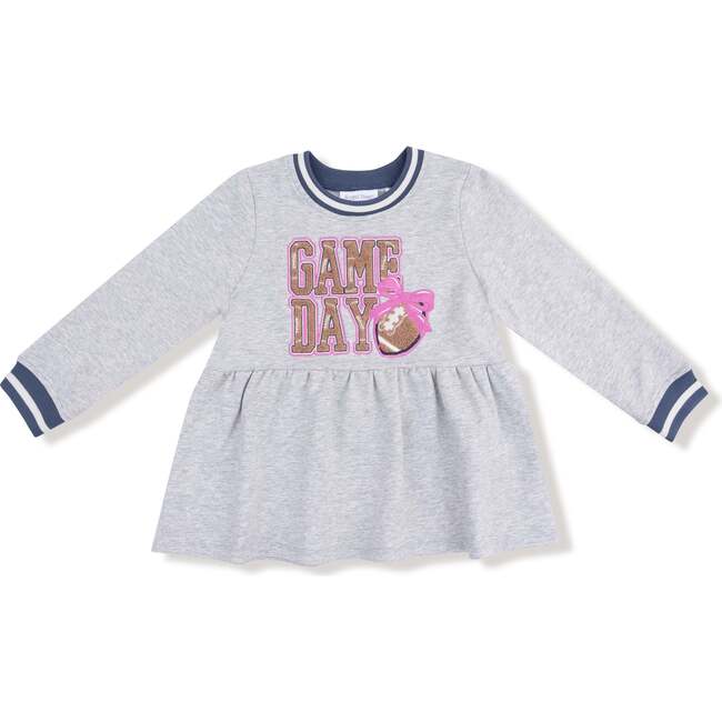 French Terry Varisty Dress with Game Day Patch, Light Gray Heather
