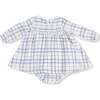 Long Sleeve Smocked Ruffle Bubble with Skirt, Blue Plaid - Dresses - 1 - thumbnail