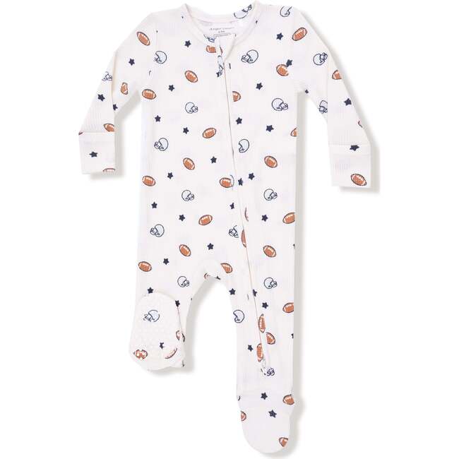 2 Way Zipper Footie,Footballs and Stars