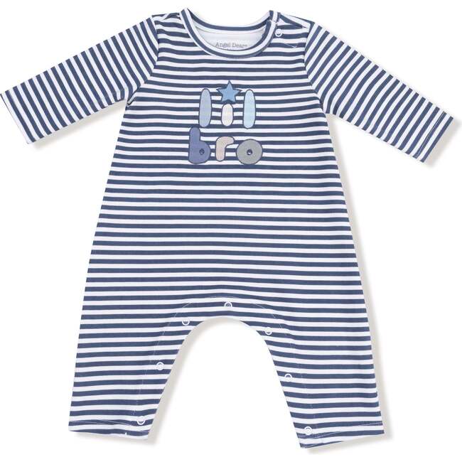 Long Sleeve Snap Shoulder Romper, Sibling Stripes