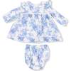 Long Sleeve Vintage Lace Dress, Dream Cottage Floral Blue - Dresses - 1 - thumbnail