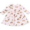 Twirly Long Sleeve Dress, Horses Pink - Dresses - 1 - thumbnail