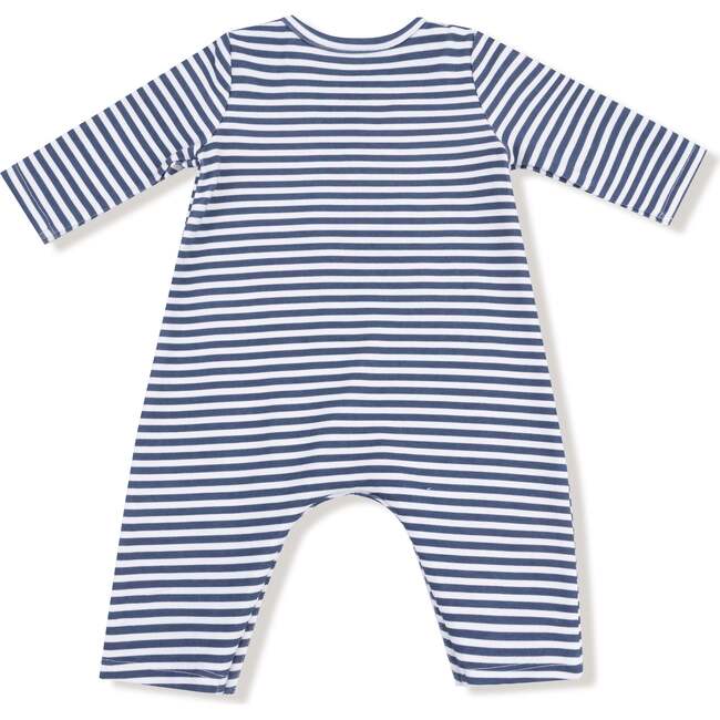 Long Sleeve Snap Shoulder Romper, Sibling Stripes - Rompers - 2
