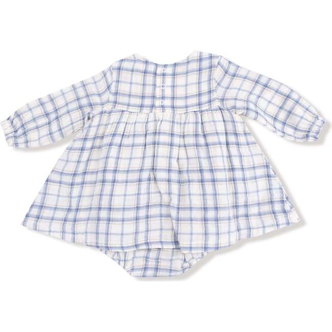 Long Sleeve Smocked Ruffle Bubble with Skirt, Blue Plaid - Dresses - 2