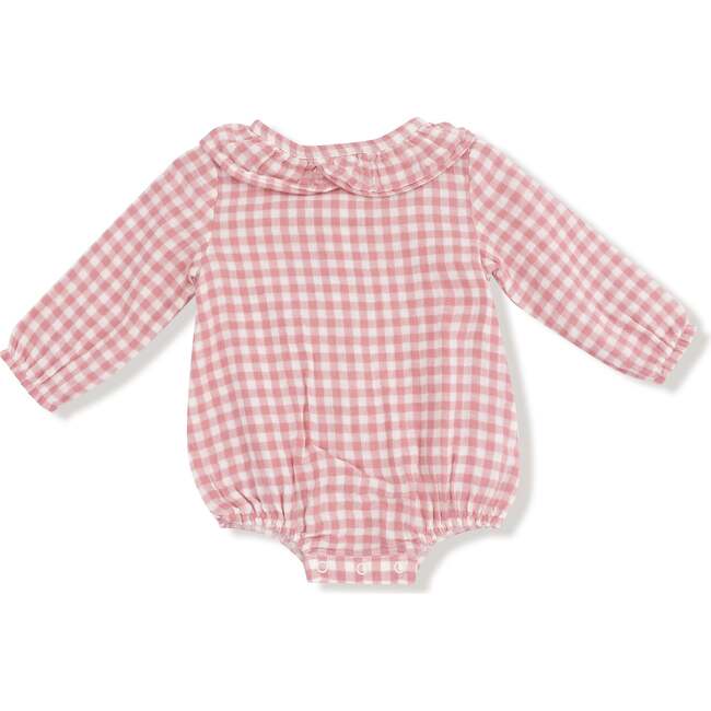 Bubble with Ruffle Collar, Rose Pink Plaid - Rompers - 2