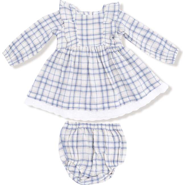 Long Sleeve Dress and Bloomer, Blue Plaid