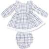Long Sleeve Dress and Bloomer, Blue Plaid - Dresses - 1 - thumbnail