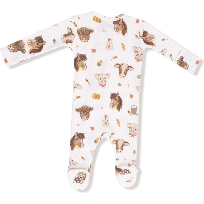 2 Way Zipper Footie, Vintage Baby Farm Animals - Footie Pajamas - 2