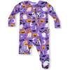 Glow In The Dark 2 Way Zipper Ruffle Back Footie, Costumed Ghosts Purple - Footie Pajamas - 1 - thumbnail
