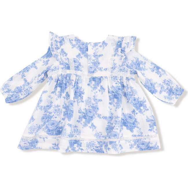 Long Sleeve Vintage Lace Dress, Dream Cottage Floral Blue - Dresses - 3