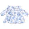 Long Sleeve Vintage Lace Dress, Dream Cottage Floral Blue - Dresses - 3