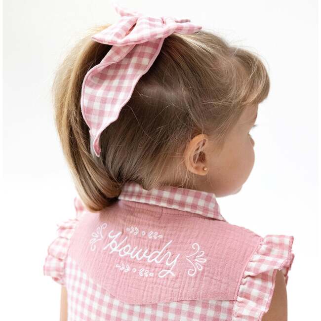 Western Pearl Snap Dress, Rose Pink Plaid - Dresses - 2