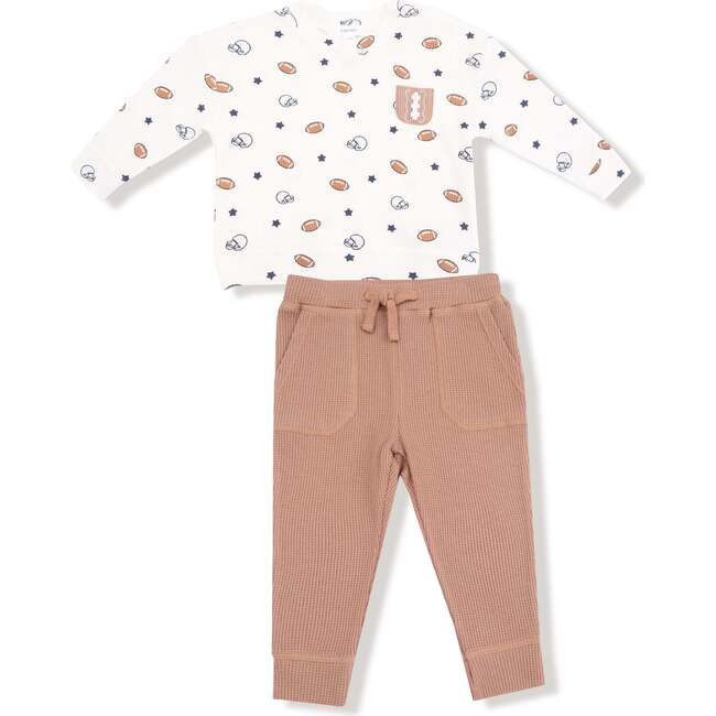 Drop Sleeve Shirt with Pocket and Jogger, Footballs and Stars