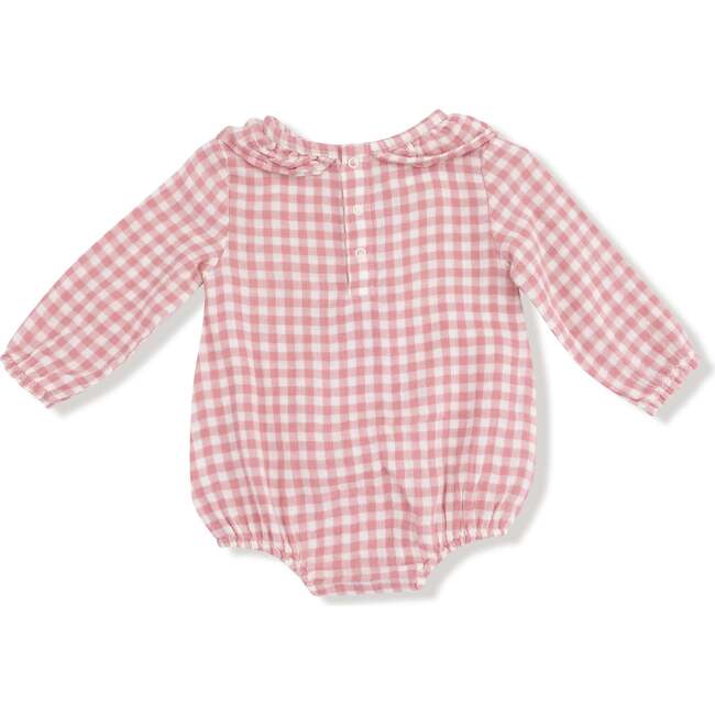 Bubble with Ruffle Collar, Rose Pink Plaid - Rompers - 3