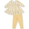 Ladder Trim Dress and Ribbed Leggings, Winter Dandelions - Dresses - 1 - thumbnail