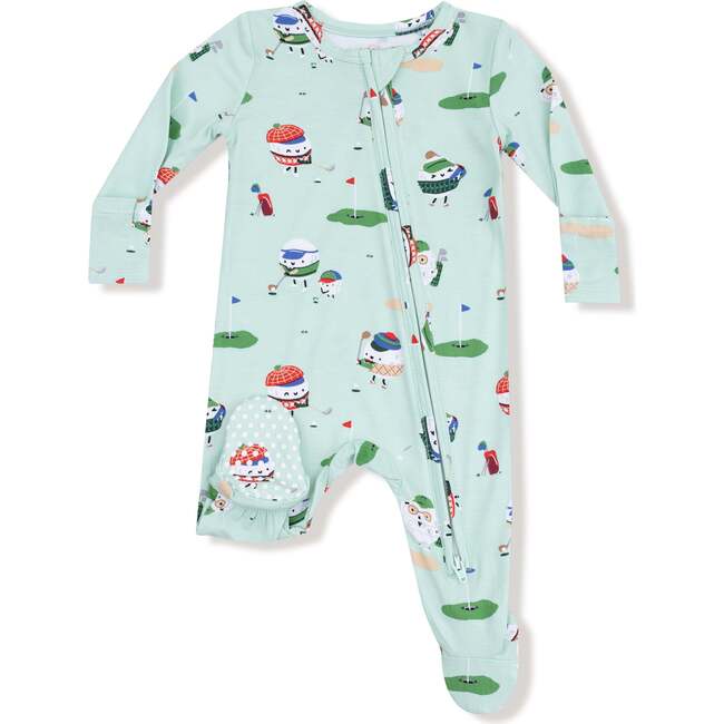 2 Way Zipper Footie, Golf Pros Green