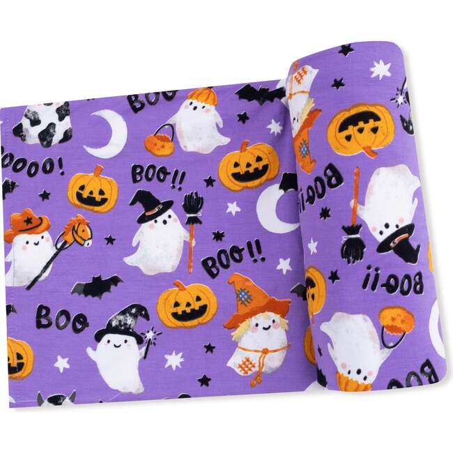 Glow In The Dark Swaddle Blanket, Costumed Ghosts Purple