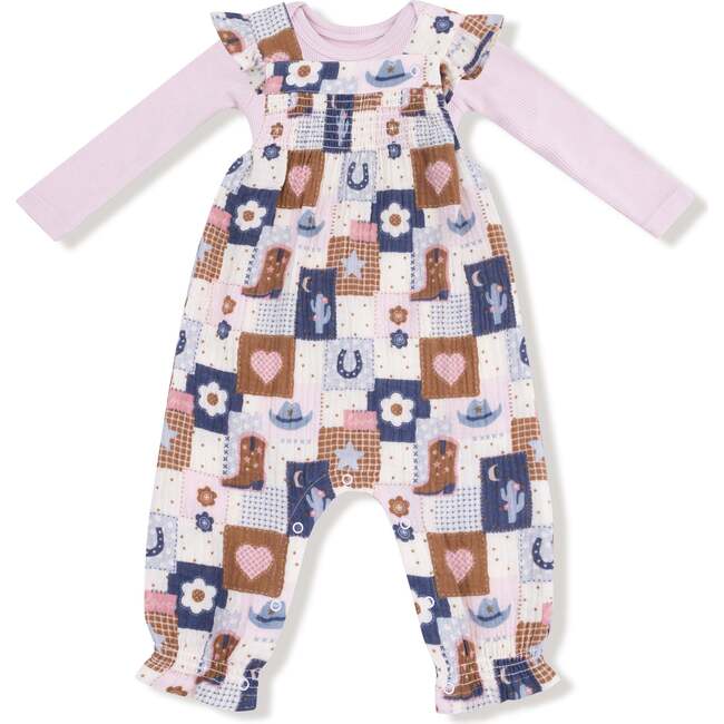 Smocked Overall Set, Patchwork Cowgirl
