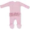 2 Way Zipper Ruffle Back Footie, Waffle Cameo - Footie Pajamas - 2