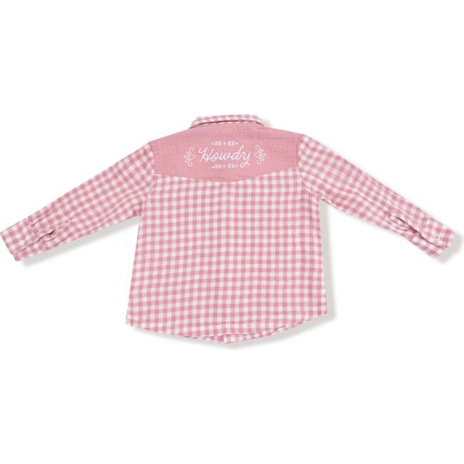 Long Sleeve Western Pearl Snap Shirt, Rose Pink Plaid - Shirts - 2