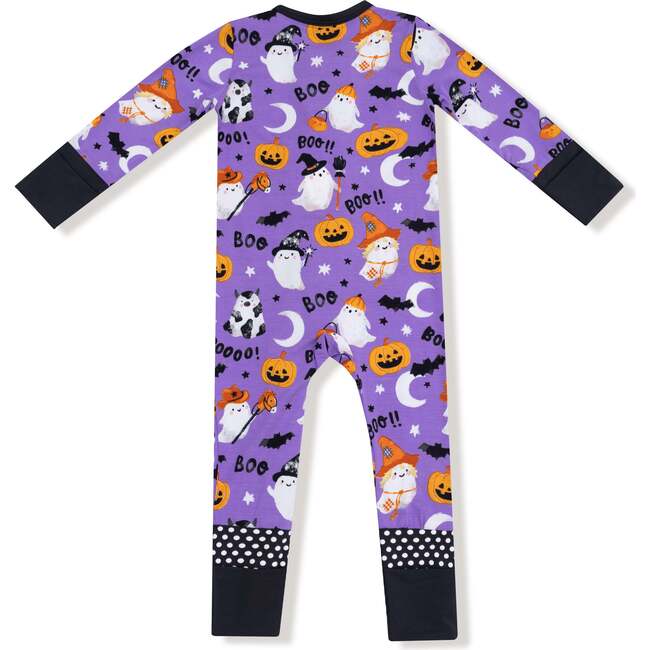 Glow In The Dark Convertible Romper, Costumed Ghosts Purple - Rompers - 3