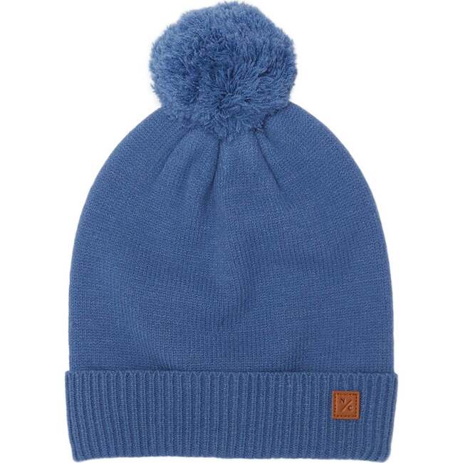 Kids Knit Winter Hat with Knit Pom, Mountain Blue