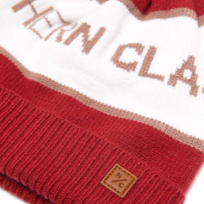 Kids Northern Classics Knit Pom Hat, Heritage Red and Winter White - Hats - 2