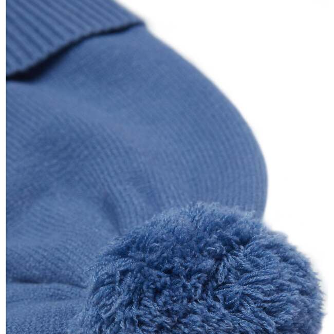 Kids Knit Winter Hat with Knit Pom, Mountain Blue - Hats - 2