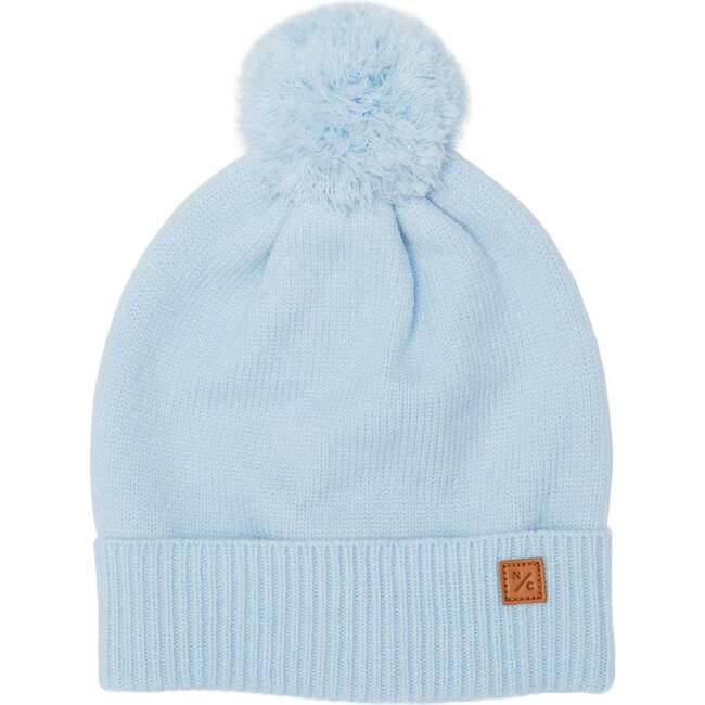 Kids Knit Winter Hat with Knit Pom, Cloud Blue