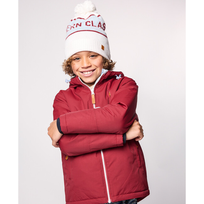 Kids Northern Classics Knit Pom Hat, Winter White and Cloud Blue - Hats - 3