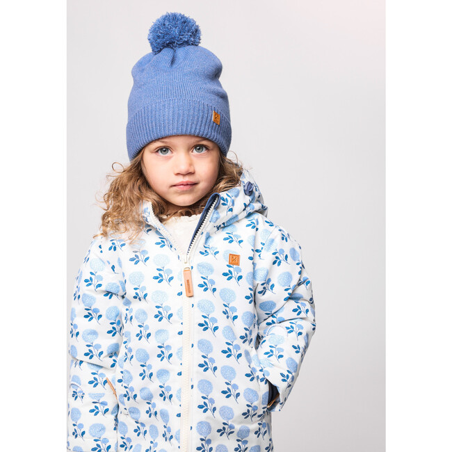 Kids Knit Winter Hat with Knit Pom, Mountain Blue - Hats - 3