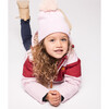 Kids Knit Winter Hat with Faux Fur Pom, Ballerina Pink - Hats - 3